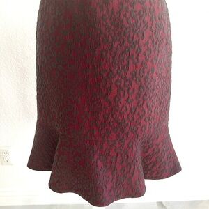 Ann Taylor Burgundy Leopard Midi Skirt